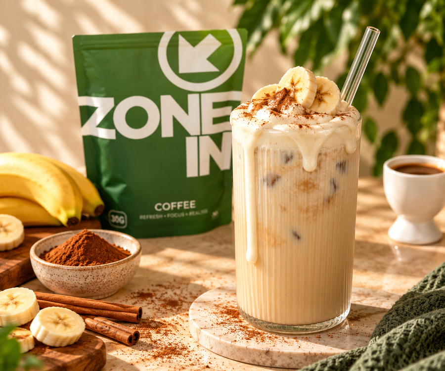 Banana & Cinnamon Iced Mushroom Latte