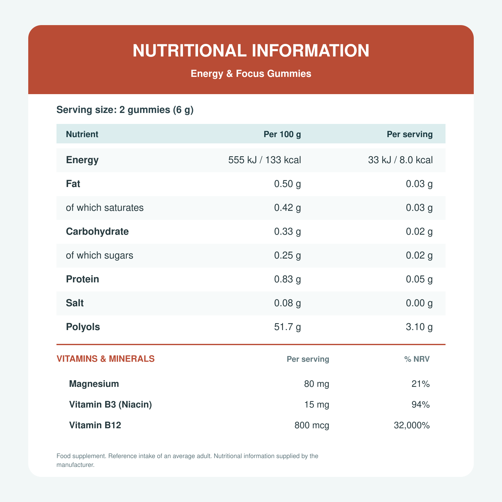 Nutritional Chart